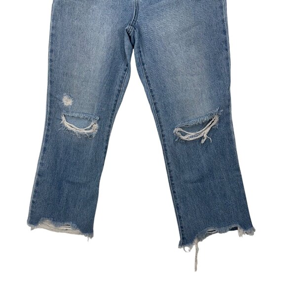 By.Rewash Womens Distressed Flared Leg Cropped Jeans Size 7/28 Medium Wash - Picture 8 of 10